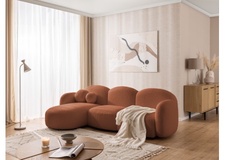 Nuvola - Modernes Ecksofa L-Form aus Bouclé-Stoff mit abgerundetem Design und hohem Sitzkomfort