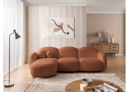 Nuvola - Modernes Ecksofa L-Form aus Bouclé-Stoff mit abgerundetem Design und hohem Sitzkomfort