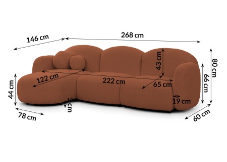 Nuvola - Modernes Ecksofa L-Form aus Bouclé-Stoff mit abgerundetem Design und hohem Sitzkomfort