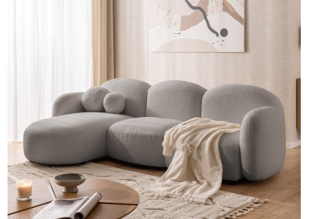 Nuvola - Modernes Ecksofa L-Form aus Bouclé-Stoff mit abgerundetem Design und hohem Sitzkomfort