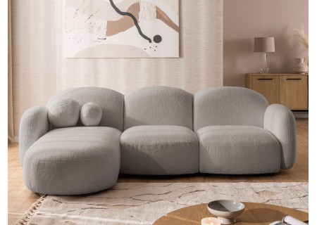 Nuvola - Modernes Ecksofa L-Form aus Bouclé-Stoff mit abgerundetem Design und hohem Sitzkomfort