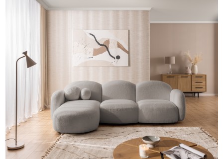 Nuvola - Modernes Ecksofa L-Form aus Bouclé-Stoff mit abgerundetem Design und hohem Sitzkomfort