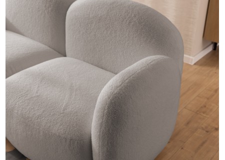 Nuvola - Modernes Ecksofa L-Form aus Bouclé-Stoff mit abgerundetem Design und hohem Sitzkomfort