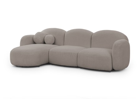 Nuvola - Modernes Ecksofa L-Form aus Bouclé-Stoff mit abgerundetem Design und hohem Sitzkomfort