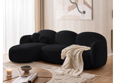 Nuvola - Modernes Ecksofa L-Form aus Bouclé-Stoff mit abgerundetem Design und hohem Sitzkomfort