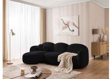 Nuvola - Modernes Ecksofa L-Form aus Bouclé-Stoff mit abgerundetem Design und hohem Sitzkomfort