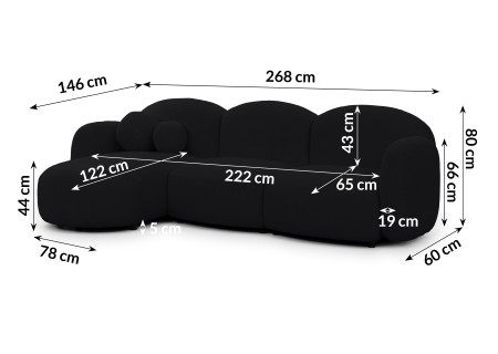 Nuvola - Modernes Ecksofa L-Form aus Bouclé-Stoff mit abgerundetem Design und hohem Sitzkomfort