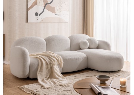 Nuvola - Modernes Ecksofa L-Form aus Bouclé-Stoff mit abgerundetem Design und hohem Sitzkomfort