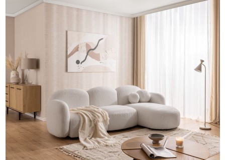 Nuvola - Modernes Ecksofa L-Form aus Bouclé-Stoff mit abgerundetem Design und hohem Sitzkomfort