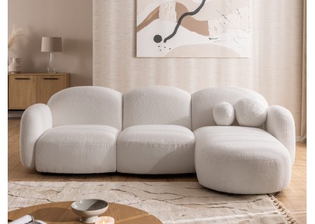 Nuvola - Modernes Ecksofa L-Form aus Bouclé-Stoff mit abgerundetem Design und hohem Sitzkomfort