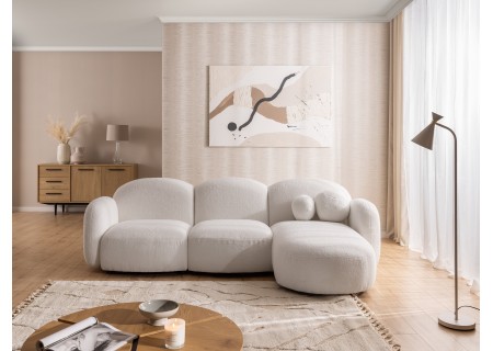 Nuvola - Modernes Ecksofa L-Form aus Bouclé-Stoff mit abgerundetem Design und hohem Sitzkomfort