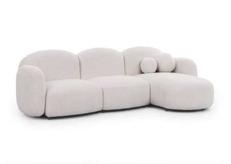 Nuvola - Modernes Ecksofa L-Form aus Bouclé-Stoff mit abgerundetem Design und hohem Sitzkomfort