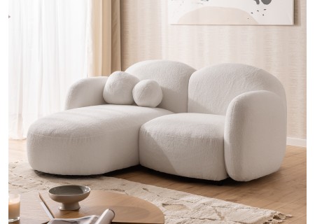 Nuvola - Modernes Ecksofa L-Form aus Bouclé-Stoff mit abgerundetem Design und hohem Sitzkomfort