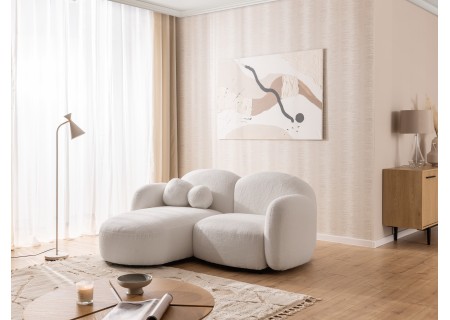 Nuvola - Modernes Ecksofa L-Form aus Bouclé-Stoff mit abgerundetem Design und hohem Sitzkomfort