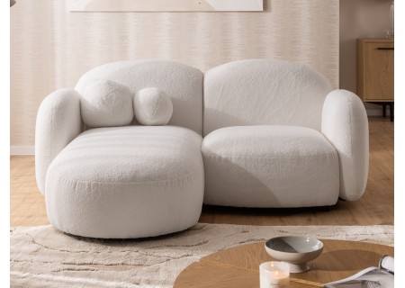 Nuvola - Modernes Ecksofa L-Form aus Bouclé-Stoff mit abgerundetem Design und hohem Sitzkomfort