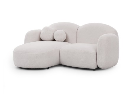Nuvola - Modernes Ecksofa L-Form aus Bouclé-Stoff mit abgerundetem Design und hohem Sitzkomfort