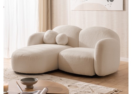 Nuvola - Modernes Ecksofa L-Form aus Bouclé-Stoff mit abgerundetem Design und hohem Sitzkomfort