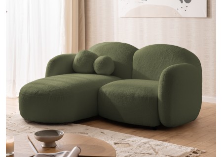 Nuvola - Modernes Ecksofa L-Form aus Bouclé-Stoff mit abgerundetem Design und hohem Sitzkomfort