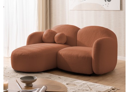 Nuvola - Modernes Ecksofa L-Form aus Bouclé-Stoff mit abgerundetem Design und hohem Sitzkomfort