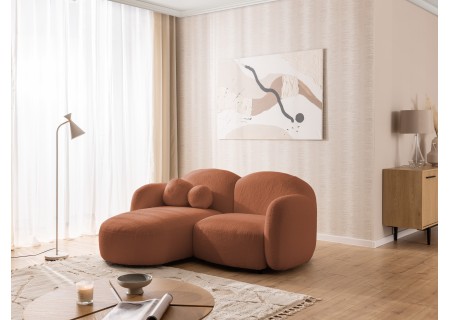 Nuvola - Modernes Ecksofa L-Form aus Bouclé-Stoff mit abgerundetem Design und hohem Sitzkomfort