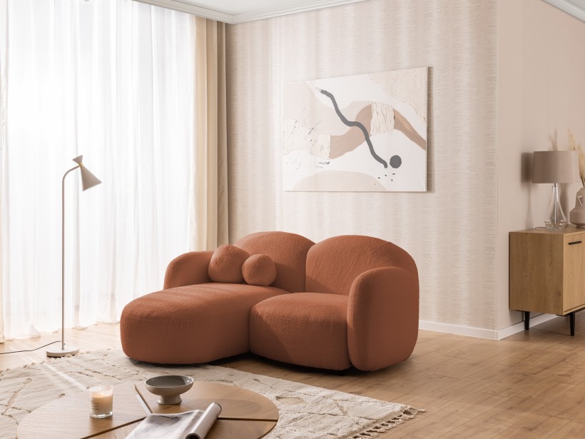 Nuvola - Modernes Ecksofa L-Form aus Bouclé-Stoff mit abgerundetem Design und hohem Sitzkomfort