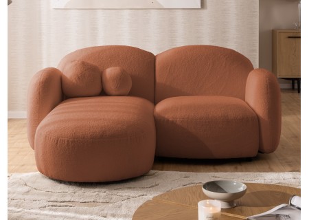 Nuvola - Modernes Ecksofa L-Form aus Bouclé-Stoff mit abgerundetem Design und hohem Sitzkomfort