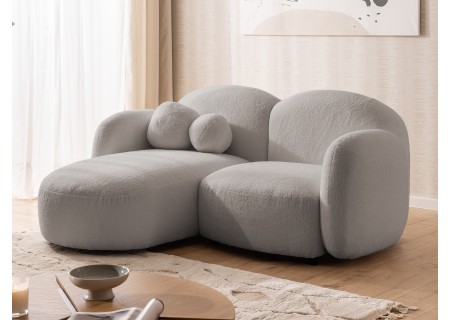 Nuvola - Modernes Ecksofa L-Form aus Bouclé-Stoff mit abgerundetem Design und hohem Sitzkomfort