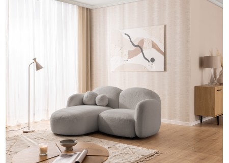 Nuvola - Modernes Ecksofa L-Form aus Bouclé-Stoff mit abgerundetem Design und hohem Sitzkomfort