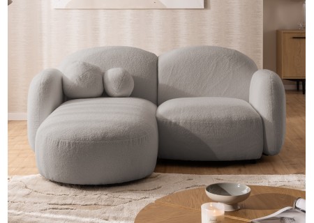 Nuvola - Modernes Ecksofa L-Form aus Bouclé-Stoff mit abgerundetem Design und hohem Sitzkomfort