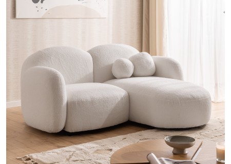 Nuvola - Modernes Ecksofa L-Form aus Bouclé-Stoff mit abgerundetem Design und hohem Sitzkomfort