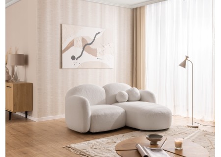 Nuvola - Modernes Ecksofa L-Form aus Bouclé-Stoff mit abgerundetem Design und hohem Sitzkomfort