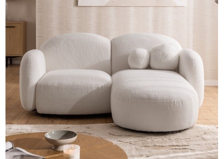 Nuvola - Modernes Ecksofa L-Form aus Bouclé-Stoff mit abgerundetem Design und hohem Sitzkomfort