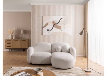 Nuvola - Modernes Ecksofa L-Form aus Bouclé-Stoff mit abgerundetem Design und hohem Sitzkomfort