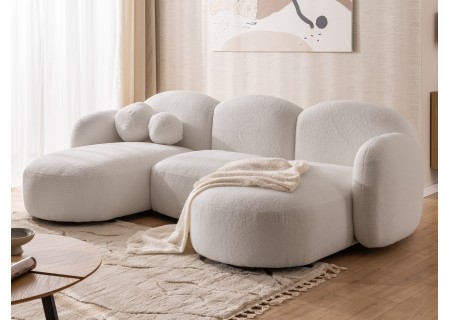 Nuvola - Moderne Wohnlandschaft aus Bouclé mit abgerundetem Design und hohem Sitzkomfort