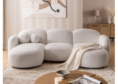 Nuvola - Moderne Wohnlandschaft aus Bouclé mit abgerundetem Design und hohem Sitzkomfort