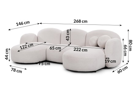 Nuvola - Moderne Wohnlandschaft aus Bouclé mit abgerundetem Design und hohem Sitzkomfort