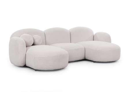 Nuvola - Moderne Wohnlandschaft aus Bouclé mit abgerundetem Design und hohem Sitzkomfort