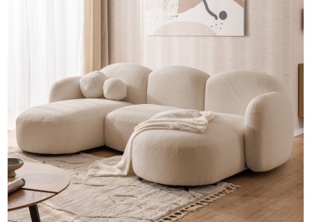 Nuvola - Moderne Wohnlandschaft aus Bouclé mit abgerundetem Design und hohem Sitzkomfort