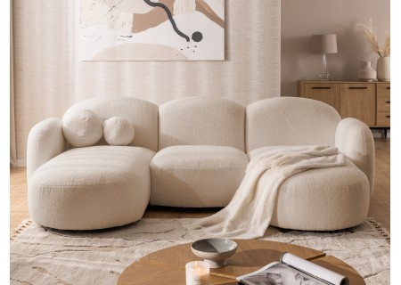 Nuvola - Moderne Wohnlandschaft aus Bouclé mit abgerundetem Design und hohem Sitzkomfort