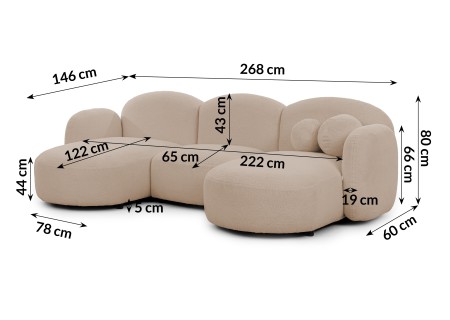 Nuvola - Moderne Wohnlandschaft aus Bouclé mit abgerundetem Design und hohem Sitzkomfort