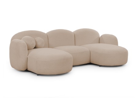 Nuvola - Moderne Wohnlandschaft aus Bouclé mit abgerundetem Design und hohem Sitzkomfort