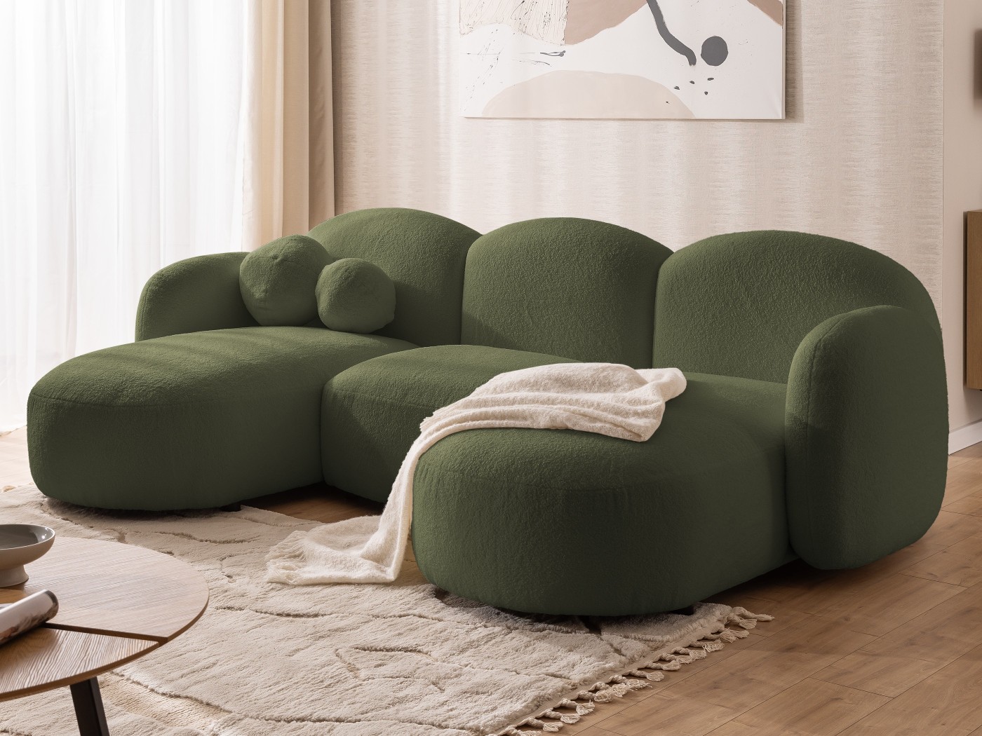 Nuvola - Moderne Wohnlandschaft aus Bouclé mit abgerundetem Design und hohem Sitzkomfort
