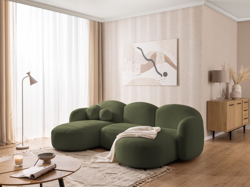 Nuvola - Moderne Wohnlandschaft aus Bouclé mit abgerundetem Design und hohem Sitzkomfort