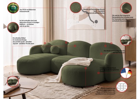 Nuvola - Moderne Wohnlandschaft aus Bouclé mit abgerundetem Design und hohem Sitzkomfort