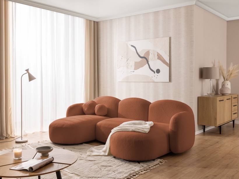 Nuvola - Moderne Wohnlandschaft aus Bouclé mit abgerundetem Design und hohem Sitzkomfort