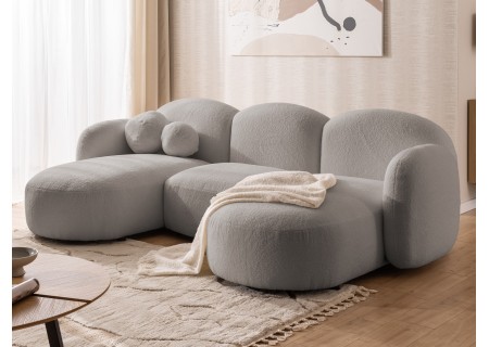 Nuvola - Moderne Wohnlandschaft aus Bouclé mit abgerundetem Design und hohem Sitzkomfort