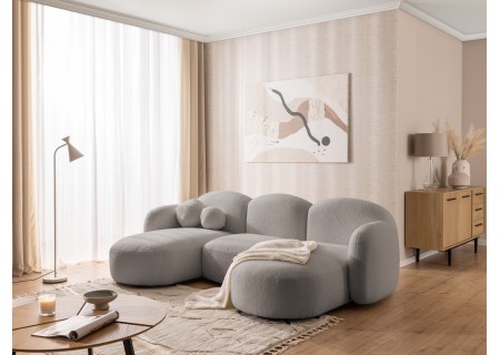 Nuvola - Moderne Wohnlandschaft aus Bouclé mit abgerundetem Design und hohem Sitzkomfort