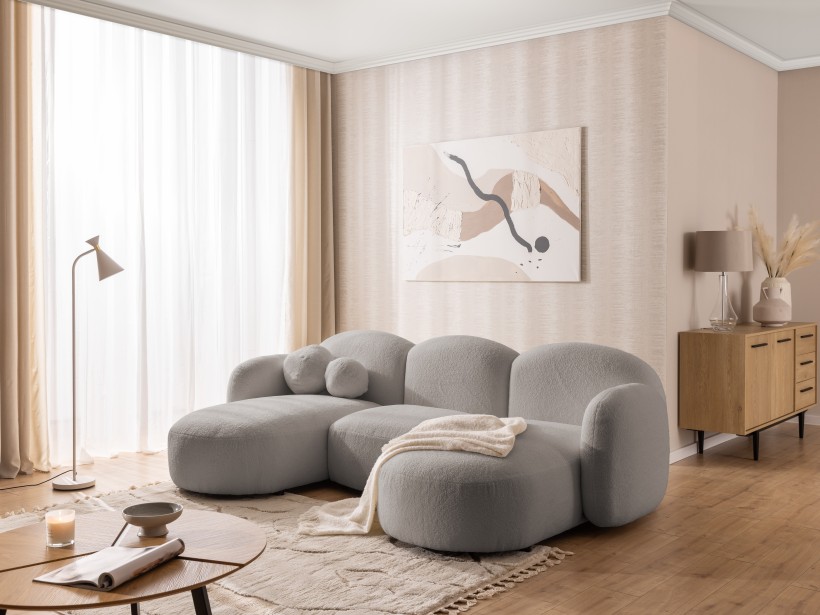 Nuvola - Moderne Wohnlandschaft aus Bouclé mit abgerundetem Design und hohem Sitzkomfort
