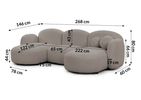 Nuvola - Moderne Wohnlandschaft aus Bouclé mit abgerundetem Design und hohem Sitzkomfort