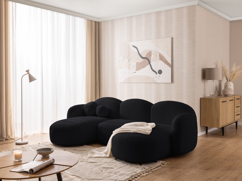 Nuvola - Moderne Wohnlandschaft aus Bouclé mit abgerundetem Design und hohem Sitzkomfort